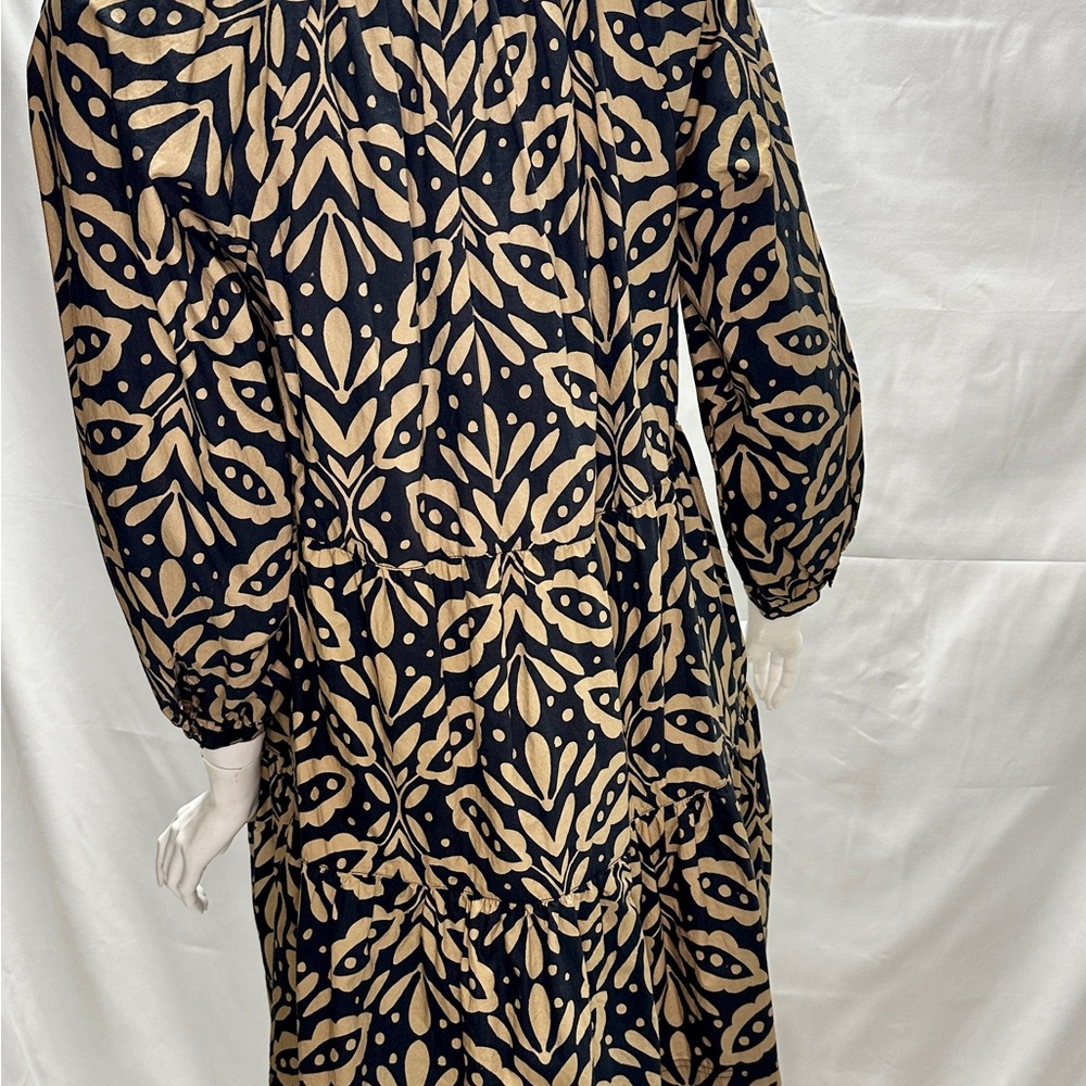 Lilla P Size P Black and Tan Patterned Button Up Dress - Picture 6 of 10